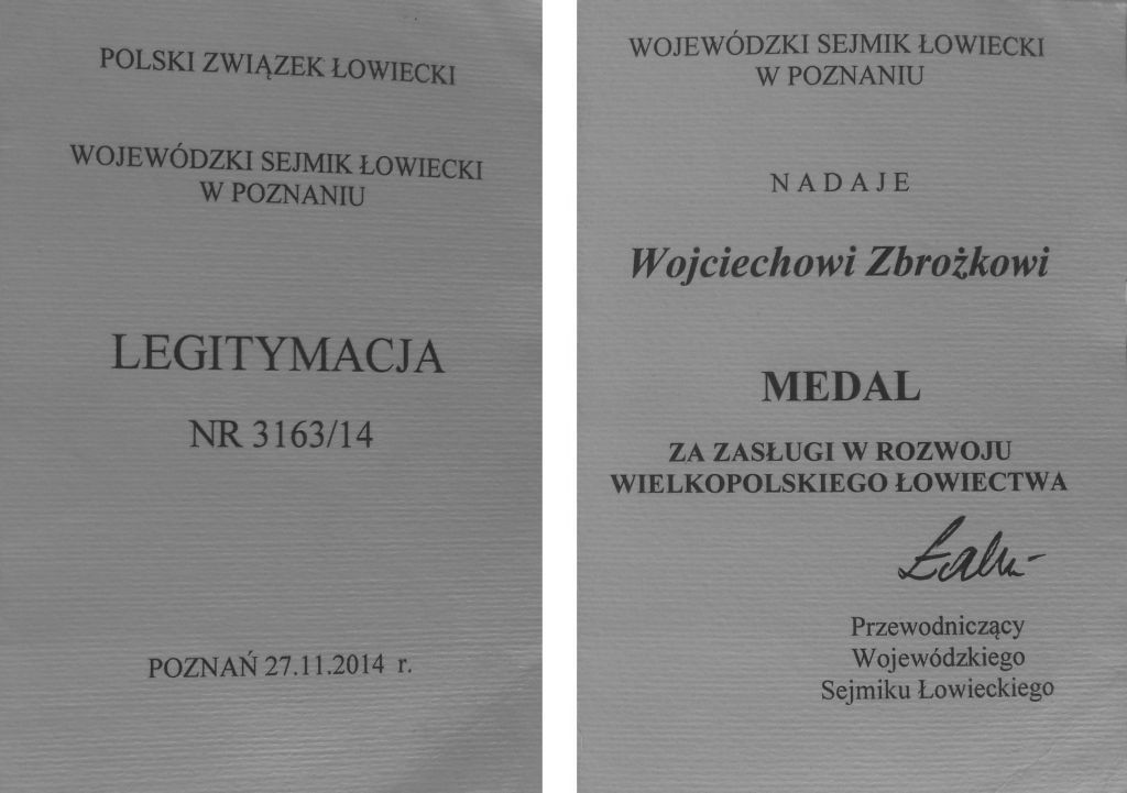Wojciech Zbrożek - Legitymacja